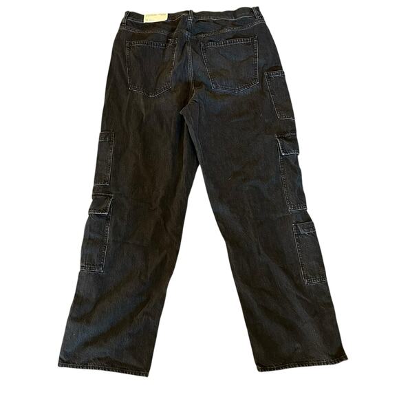 American Eagle Super High Rise Baggy Straight Cargo Jeans Size 16 Grunge Skater - Picture 5 of 6